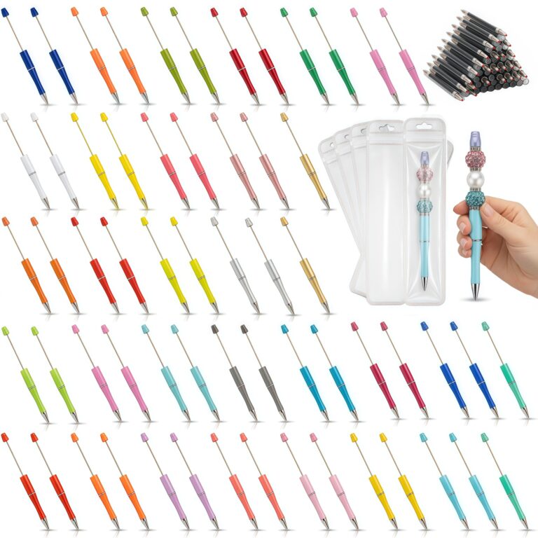 180 Pcs Beadable Pen Kit, 60 Empty Pens with Refills and Bags