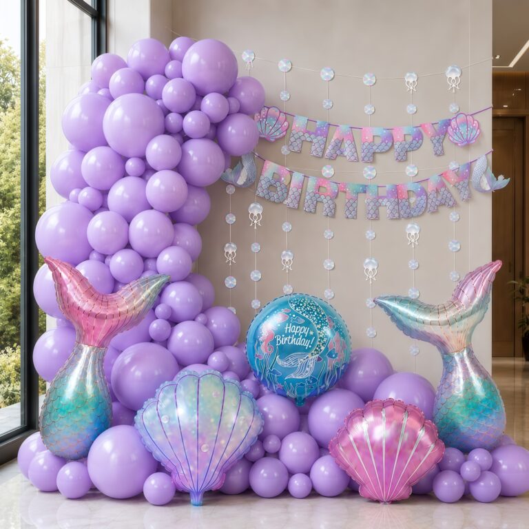 Purple Mermaid Balloon Garland Kit, 107 Pcs
